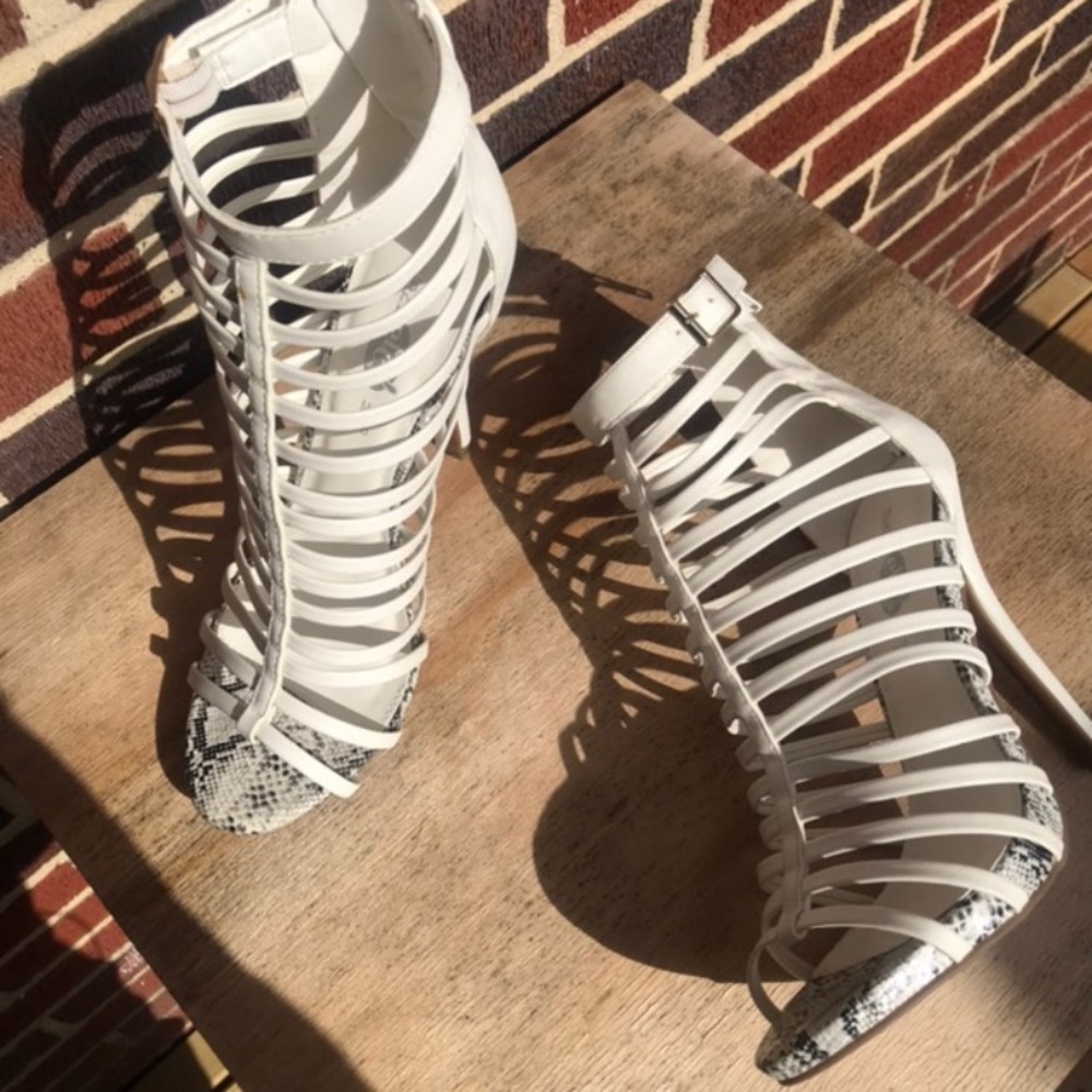 White strappy sandals